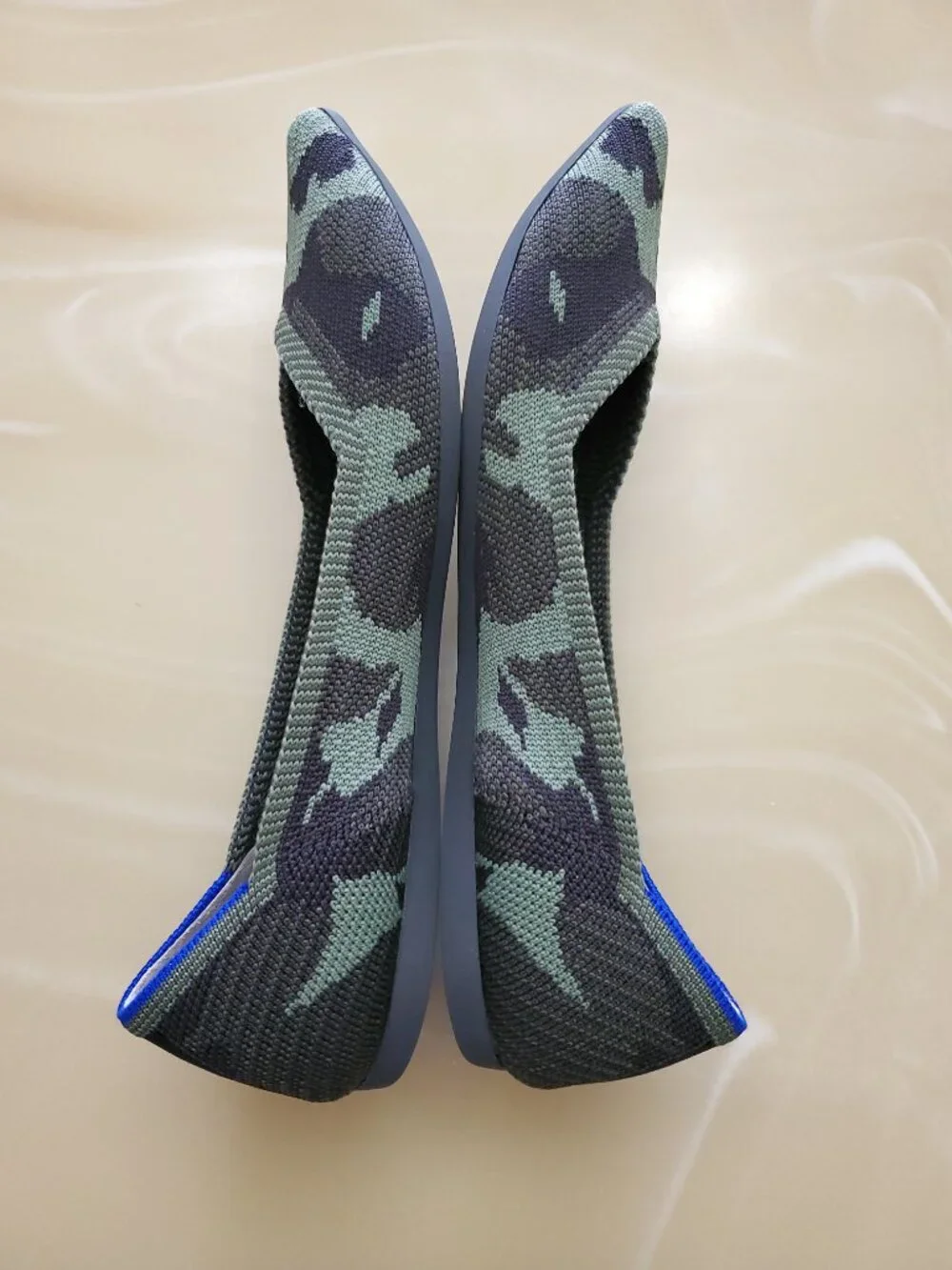 Rothy's The Point Women's Olive Green Camouflage Slip On Ballet Knit Flat Shoe 7
